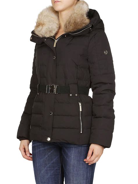 black michael kors jacket fur collar|Michael Kors puffer jacket.